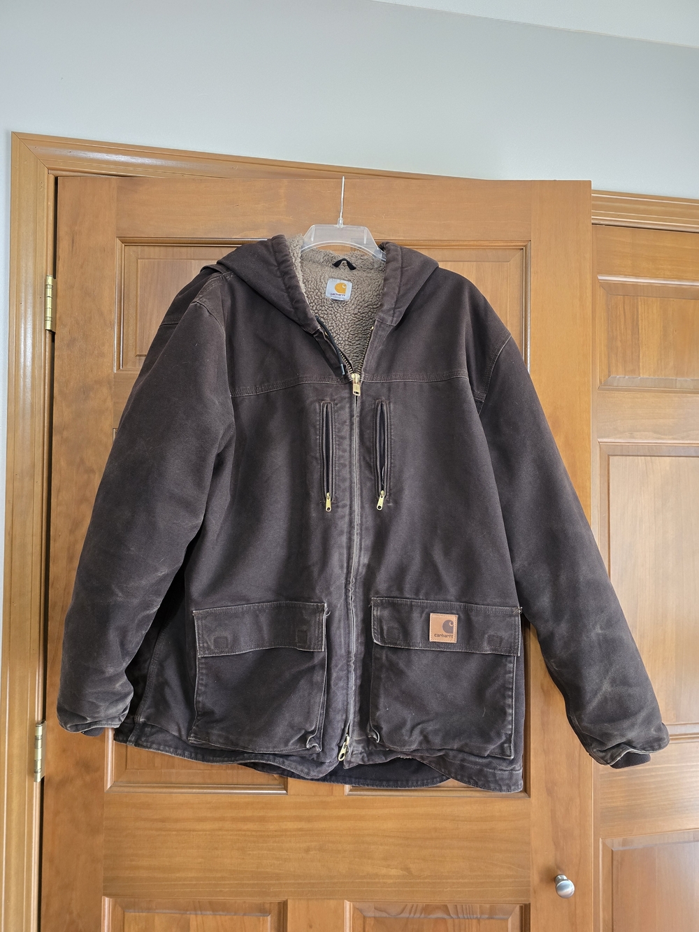 Carhartt Dark Brown Jackson Hooded Sherpa-Lined Coat #C95